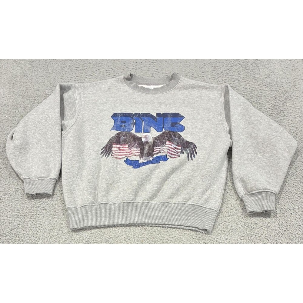 ANINE BING Sweatshirt Womens Large Gray Eagle BING Los Angeles Fleece Pullover